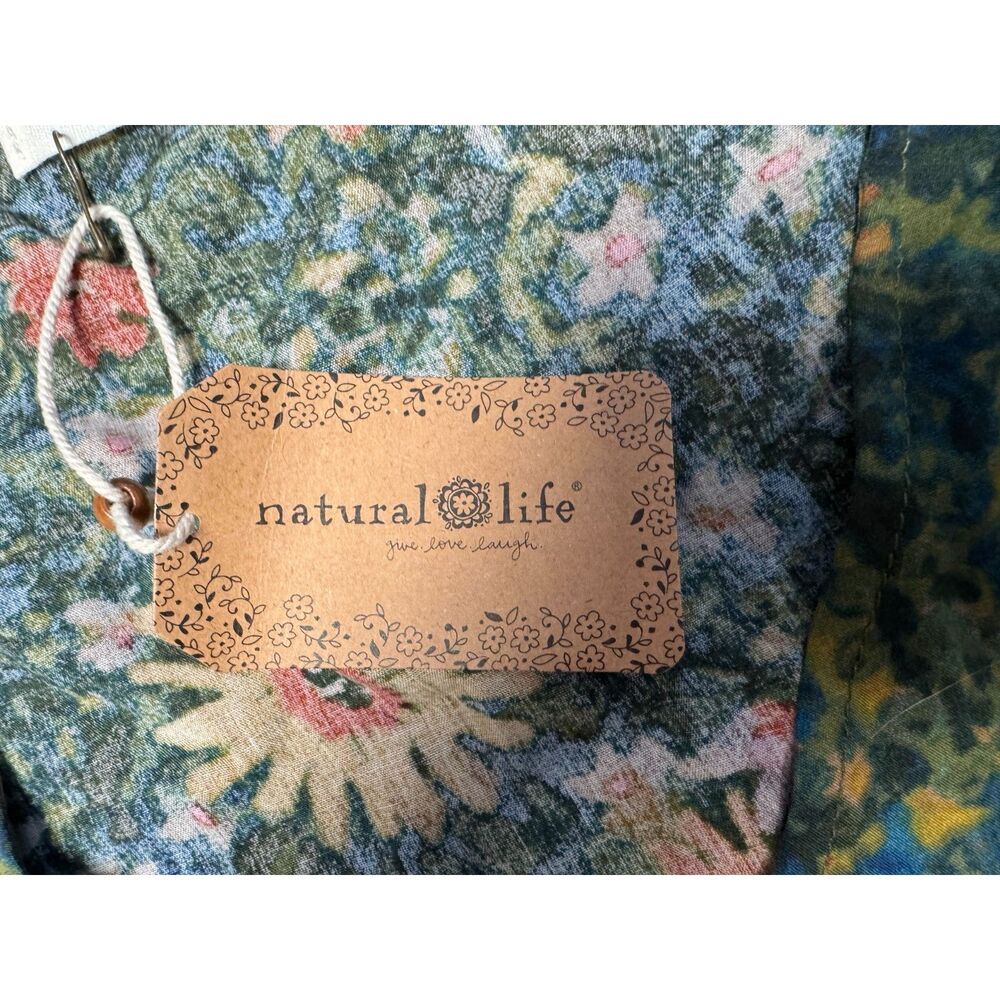 Natural Life Sunflower Floral Midi Dress Boho V Neck Short Sleeve Flowy Dress - Picture 7 of 8